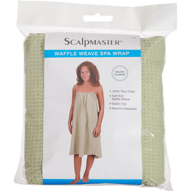 Waffle Weave Spa Wrap with Velcro Closure - 33" Long - One Size Fits Most - Sage Green by Scalpmaster