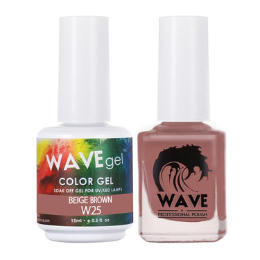 Wave Simplicity 2-In-1 Matching Duo Set / 1 Gel Polish 0.6 oz. + 1 Lacquer 0.5 oz. / #025 Beige Brown - 22698