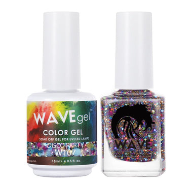 Wave Simplicity 2-In-1 Matching Duo Set / 1 Gel Polish 0.6 oz. + 1 Lacquer 0.5 oz. / #107 Disco Party - 22698