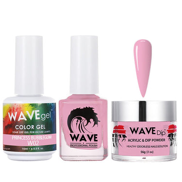 Wave Simplicity 3-In-1 Matching Combo Set / 1 Gel Polish 0.6 oz. + 1 Lacquer 0.5 oz. + 1 Dip Powder 2 oz. / #002 Princess Bubblegum - 22700