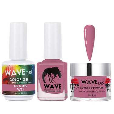 Wave Simplicity 3-In-1 Matching Combo Set / 1 Gel Polish 0.6 oz. + 1 Lacquer 0.5 oz. + 1 Dip Powder 2 oz. / #012 Mr. & Mrs. - 22700