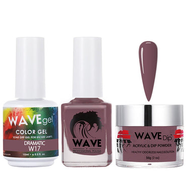 Wave Simplicity 3-In-1 Matching Combo Set / 1 Gel Polish 0.6 oz. + 1 Lacquer 0.5 oz. + 1 Dip Powder 2 oz. / #017 Dramatic - 22700