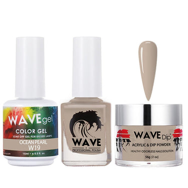 Wave Simplicity 3-In-1 Matching Combo Set / 1 Gel Polish 0.6 oz. + 1 Lacquer 0.5 oz. + 1 Dip Powder 2 oz. / #019 Ocean Pearl - 22700