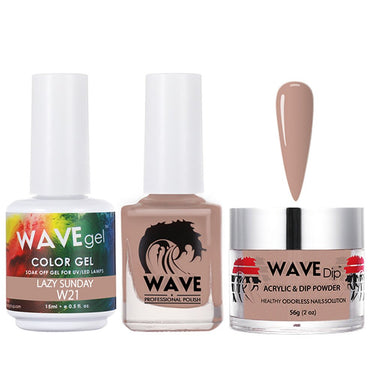 Wave Simplicity 3-In-1 Matching Combo Set / 1 Gel Polish 0.6 oz. + 1 Lacquer 0.5 oz. + 1 Dip Powder 2 oz. / #021 Lazy Sunday - 22700