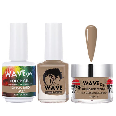 Wave Simplicity 3-In-1 Matching Combo Set / 1 Gel Polish 0.6 oz. + 1 Lacquer 0.5 oz. + 1 Dip Powder 2 oz. / #022 Sahara Sand - 22700