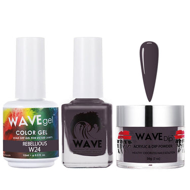 Wave Simplicity 3-In-1 Matching Combo Set / 1 Gel Polish 0.6 oz. + 1 Lacquer 0.5 oz. + 1 Dip Powder 2 oz. / #024 Rebellious - 22700