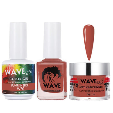 Wave Simplicity 3-In-1 Matching Combo Set / 1 Gel Polish 0.6 oz. + 1 Lacquer 0.5 oz. + 1 Dip Powder 2 oz. / #030 Pumpkin Spice - 22700