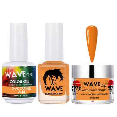 Wave Simplicity 3-In-1 Matching Combo Set / 1 Gel Polish 0.6 oz. + 1 Lacquer 0.5 oz. + 1 Dip Powder 2 oz. / #044 Dark Orange - 22700
