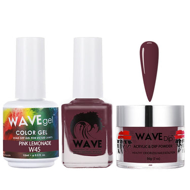 Wave Simplicity 3-In-1 Matching Combo Set / 1 Gel Polish 0.6 oz. + 1 Lacquer 0.5 oz. + 1 Dip Powder 2 oz. / #045 Pink Lemonade - 22700