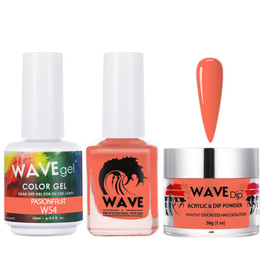 Wave Simplicity 3-In-1 Matching Combo Set / 1 Gel Polish 0.6 oz. + 1 Lacquer 0.5 oz. + 1 Dip Powder 2 oz. / #054 Passionfruit - 22700