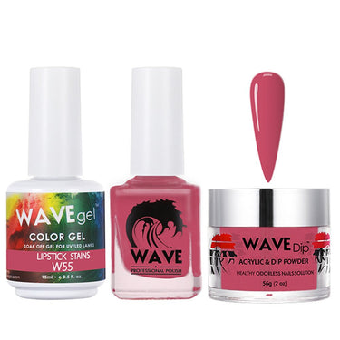 Wave Simplicity 3-In-1 Matching Combo Set / 1 Gel Polish 0.6 oz. + 1 Lacquer 0.5 oz. + 1 Dip Powder 2 oz. / #055 Lipstick Stains - 22700