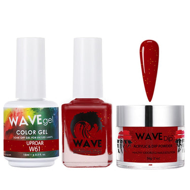 Wave Simplicity 3-In-1 Matching Combo Set / 1 Gel Polish 0.6 oz. + 1 Lacquer 0.5 oz. + 1 Dip Powder 2 oz. / #061 Uproar - 22700