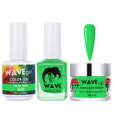 Wave Simplicity 3-In-1 Matching Combo Set / 1 Gel Polish 0.6 oz. + 1 Lacquer 0.5 oz. + 1 Dip Powder 2 oz. / #068 Neon Party - 22700