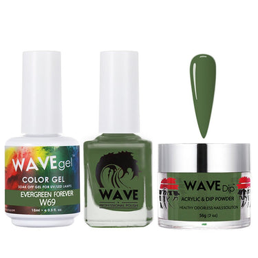 Wave Simplicity 3-In-1 Matching Combo Set / 1 Gel Polish 0.6 oz. + 1 Lacquer 0.5 oz. + 1 Dip Powder 2 oz. / #069 Evergreen Forever - 22700