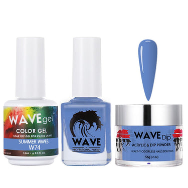 Wave Simplicity 3-In-1 Matching Combo Set / 1 Gel Polish 0.6 oz. + 1 Lacquer 0.5 oz. + 1 Dip Powder 2 oz. / #074 Summer Waves - 22700