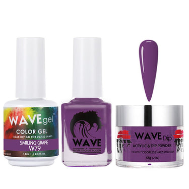 Wave Simplicity 3-In-1 Matching Combo Set / 1 Gel Polish 0.6 oz. + 1 Lacquer 0.5 oz. + 1 Dip Powder 2 oz. / #079 Smiling Grape - 22700