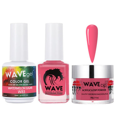 Wave Simplicity 3-In-1 Matching Combo Set / 1 Gel Polish 0.6 oz. + 1 Lacquer 0.5 oz. + 1 Dip Powder 2 oz. / #083 Watermelon Sugar - 22700
