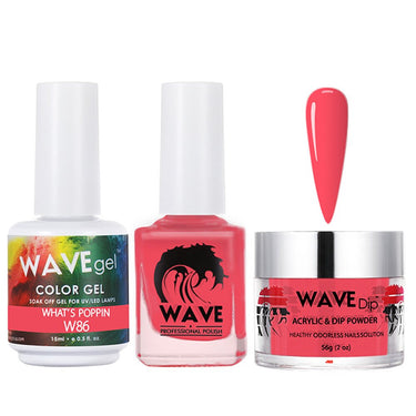 Wave Simplicity 3-In-1 Matching Combo Set / 1 Gel Polish 0.6 oz. + 1 Lacquer 0.5 oz. + 1 Dip Powder 2 oz. / #086 What's Poppin - 22700