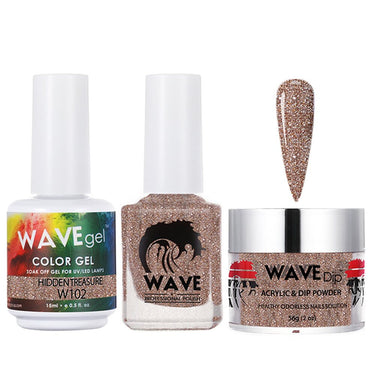 Wave Simplicity 3-In-1 Matching Combo Set / 1 Gel Polish 0.6 oz. + 1 Lacquer 0.5 oz. + 1 Dip Powder 2 oz. / #102 Hidden Treasure - 22700