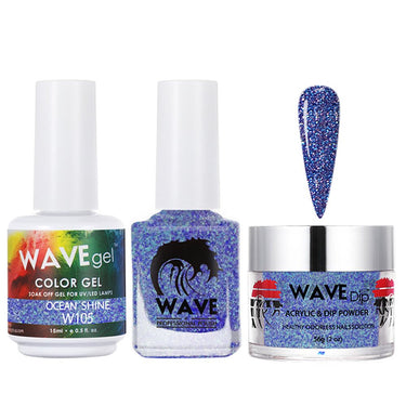 Wave Simplicity 3-In-1 Matching Combo Set / 1 Gel Polish 0.6 oz. + 1 Lacquer 0.5 oz. + 1 Dip Powder 2 oz. / #105 Ocean Shine - 22700
