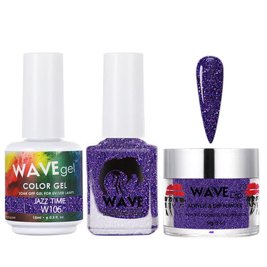 Wave Simplicity 3-In-1 Matching Combo Set / 1 Gel Polish 0.6 oz. + 1 Lacquer 0.5 oz. + 1 Dip Powder 2 oz. / #106 Jazz Time - 22700