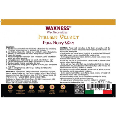 Waxness Italian Velvet Full Body Hard Wax - Made in Italy / Bulk 22 lbs. - 10 kg.