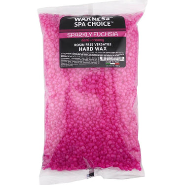 Spa Choice Medium Creamy Versatile Sparkly Fuchsia Hard Wax Beads - Made in Italy / 4.4 Lbs. (4 Bags - 1.1 lbs. - 17.6 oz. - 500 grams Each) by Waxness