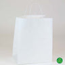 White Kraft Paper Bags with Twisted Paper Handle - 10"W x 7"D x 12"H / 1 Case (250 per Case)