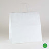White Kraft Paper Bags with Twisted Paper Handle - 13"W x 7"D x 13"H / 1 Case (250 per Case)