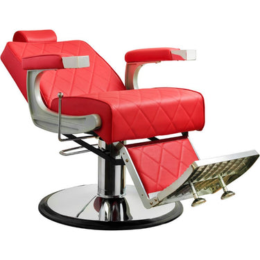 William Heavy Duty Barber Chair / Red with Chrome Accents by Hans Equipment