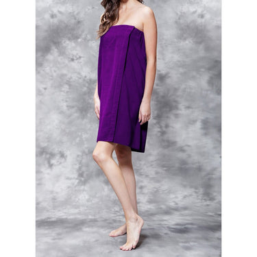 Woman's Terry Velour Cloth Spa Wrap - Bath Towel Wrap | Color: Purple | Material: 100% Cotton | Available Sizes: One Size Fits Most by SUMMA