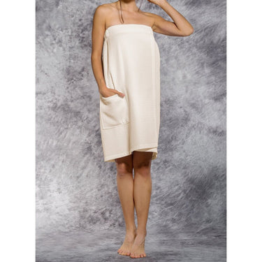 Woman's Waffle Spa Wrap - Bath Wrap | Color: Beige | Material: 65% Natural Cotton 35% Polyester | Available Sizes: Small/Medium, Large, XXL by SUMMA