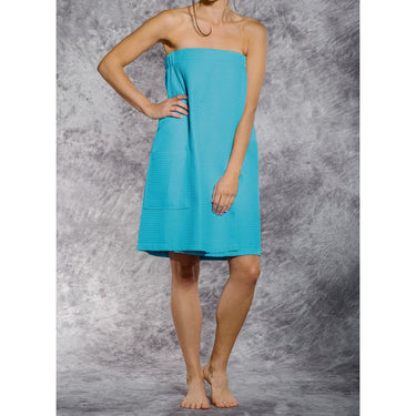 Woman's Waffle Spa Wrap - Bath Wrap | Color: Turquoise | Material: 65% Natural Cotton 35% Polyester | Available Sizes: Small/Medium, Large, XXL by SUMMA