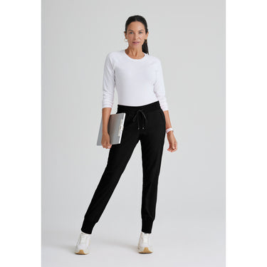 Women's Eden Jogger Scrub Pant - Greys Anatomy Spandex Stretch Collection / Color - Black / Fit - Regular / Sizes - XS, S, M, L, XL, 2XL, 3XL by Barco Uniforms