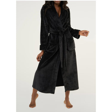 Women's Plush Soft Warm Fleece Robe | Color: Black | Material: 100% Polyester Warm Fleece | Available Sizes: S, M, L, XL, XXL by SUMMA