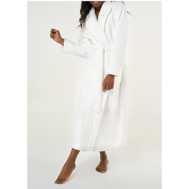 Women's Plush Soft Warm Fleece Robe | Color: White | Material: 100% Polyester Warm Fleece | Available Sizes: S, M, L, XL, XXL by SUMMA