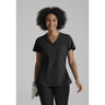 Women's Racer Scrub Top - Barco One Collection / Color - Black / Fit - Regular / Sizes - XS, S, M, L, XL, 2XL, 3XL by Barco Uniforms