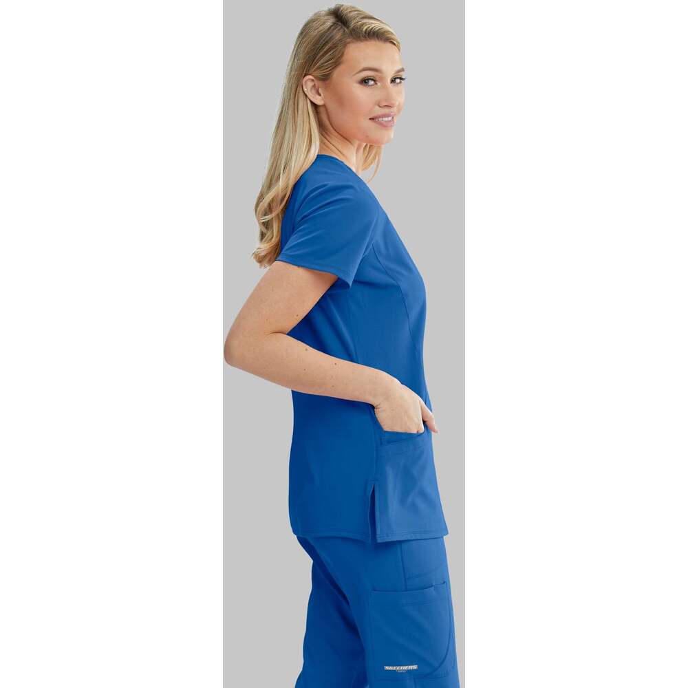 Women's Reliance Scrub Top - Skechers Collection / Color - New Royal / Fit  - Regular / Sizes - XS, S, M, L, XL, 2XL, 3XL by Barco Uniforms