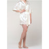 Women's Satin Kimono Short Robe | Color: Champagne | Material: 95% Polyester 5% Spandex | Available Sizes: Small/Medium, Large, XX-Large by SUMMA