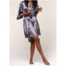 Women's Satin Kimono Short Robe | Color: Charcoal | Material: 95% Polyester 5% Spandex | Available Sizes: Small/Medium, Large, XX-Large by SUMMA