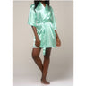 Women's Satin Kimono Short Robe | Color: Mint Green | Material: 95% Polyester 5% Spandex | Available Sizes: Small/Medium, Large, XX-Large by SUMMA