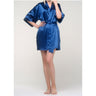Women's Satin Kimono Short Robe | Color: Navy Blue | Material: 95% Polyester 5% Spandex | Available Sizes: Small/Medium, Large, XX-Large by SUMMA