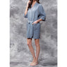 Women's Square Pattern Waffle Kimono Robe - Short Length | Color: Gray | Material: 65% Natural Cotton 35% Polyester | Available Sizes: Small/Medium, Large, XX-Large by SUMMA