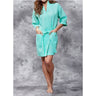 Women's Square Pattern Waffle Kimono Robe - Short Length | Color: Mint Green | Material: 65% Natural Cotton 35% Polyester | Available Sizes: Small/Medium, Large, XX-Large by SUMMA