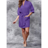 Women's Square Pattern Waffle Kimono Robe - Short Length | Color: Purple | Material: 65% Natural Cotton 35% Polyester | Available Sizes: Small/Medium, Large, XX-Large by SUMMA