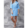 Women's Square Pattern Waffle Kimono Robe - Short Length | Color: Serenity Blue | Material: 65% Natural Cotton 35% Polyester | Available Sizes: Small/Medium, Large, XX-Large by SUMMA