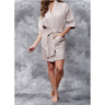Women's Square Pattern Waffle Kimono Robe - Short Length | Color: Taupe | Material: 65% Natural Cotton 35% Polyester | Available Sizes: Small/Medium, Large, XX-Large by SUMMA