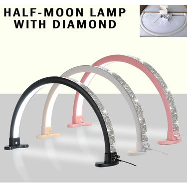 YCC Half Moon LED Manicure Lamp with Crystal Accents- Black