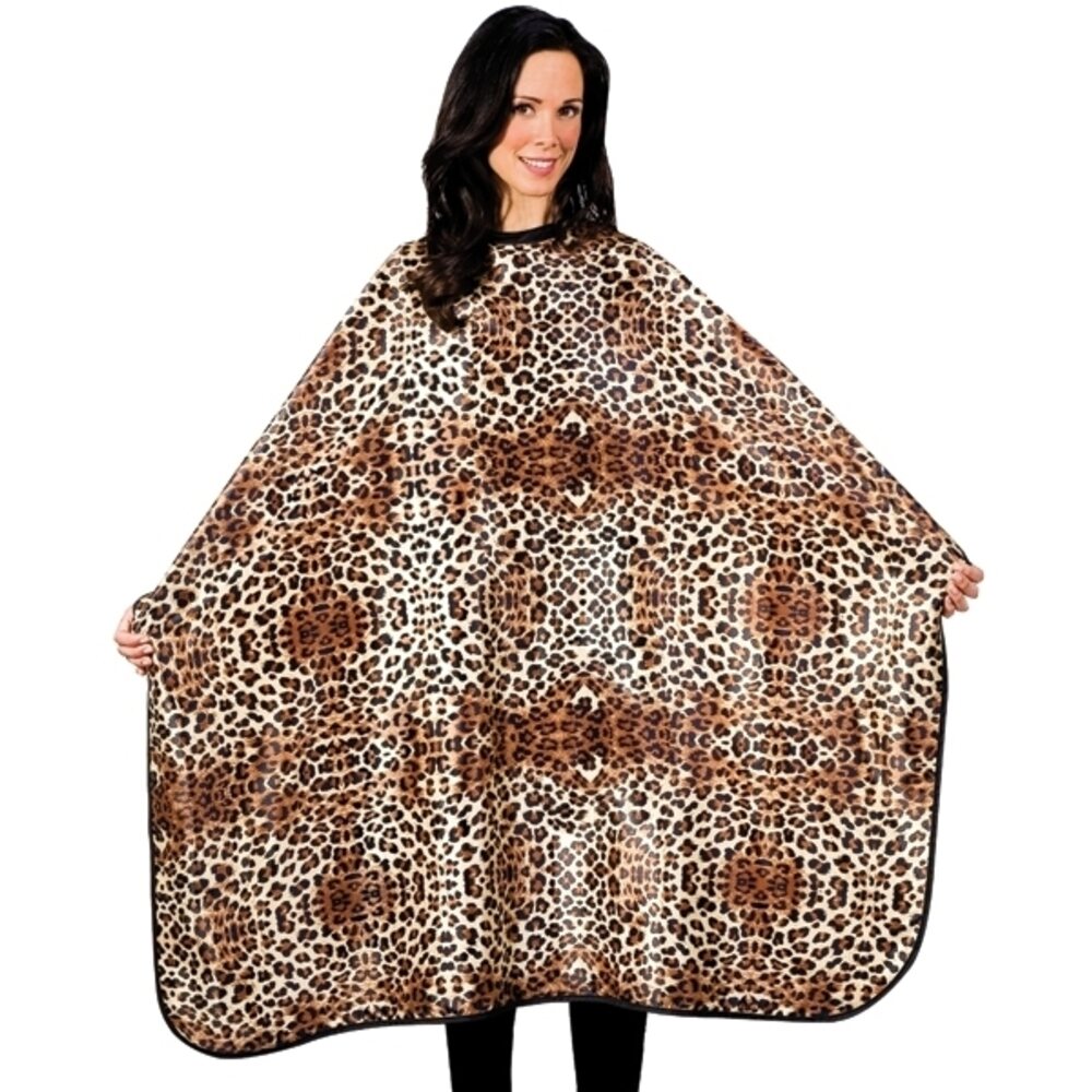 Scalpmaster Leopard Nylon Styling Cape - Barber Salon Supply