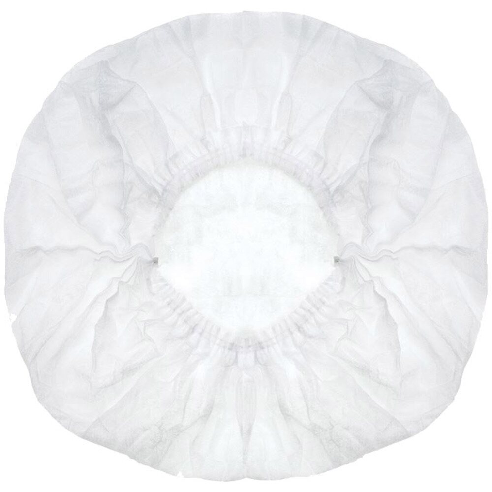 Disposable Gathered Bouffant Cap - White / 100 Pieces per Bag x 10 Bags = 1,000 Bouffant Caps (90131 x 10)